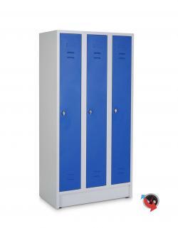 Artikel Nr. 515131 - Stahl-Kleiderspind - Abteilbreite 40 cm - Gesamtbreite 120 cm - 3 Drehriegel - blaue Türen - sofort lieferbar  !
